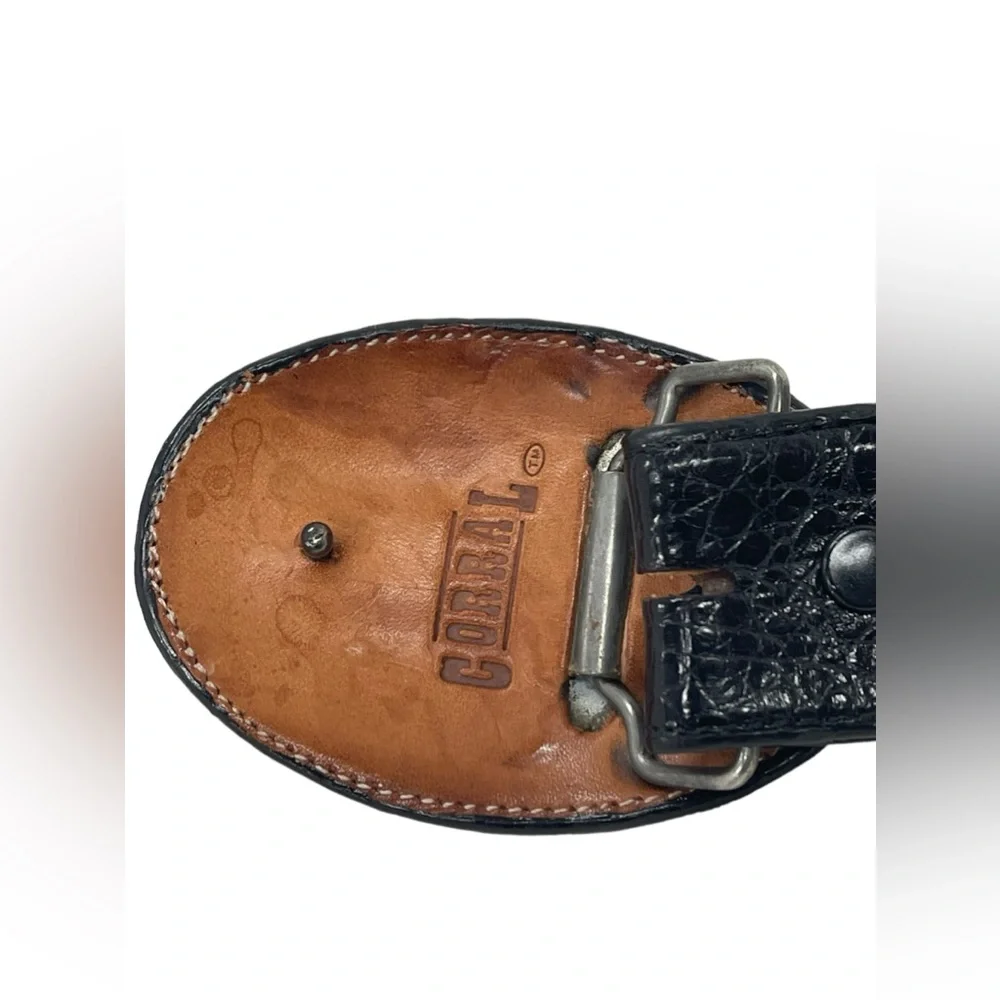 Corral Men's Crocodile Belt Oval Buckle Black 40